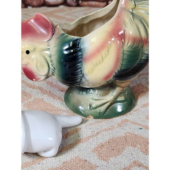 1950's Royal Copley Rooster Planter Vase - Picture 2 of 11